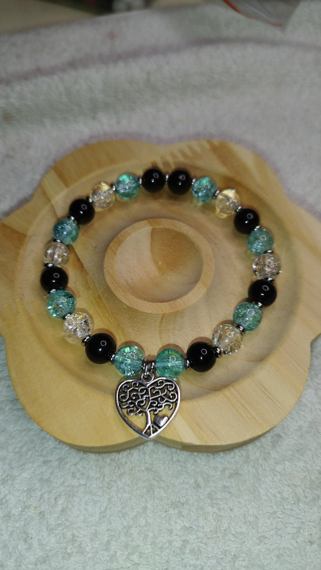 Schmuckset aus Crackit-Glas & Onyxperlen – Armband & Ohrringe - Marilu Handmade 🇩🇪