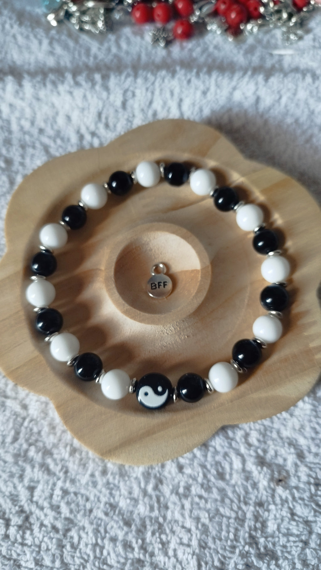 Yin Yang Harmonie-Armband: Achat & Onyx Duo-Pack (2er Set)