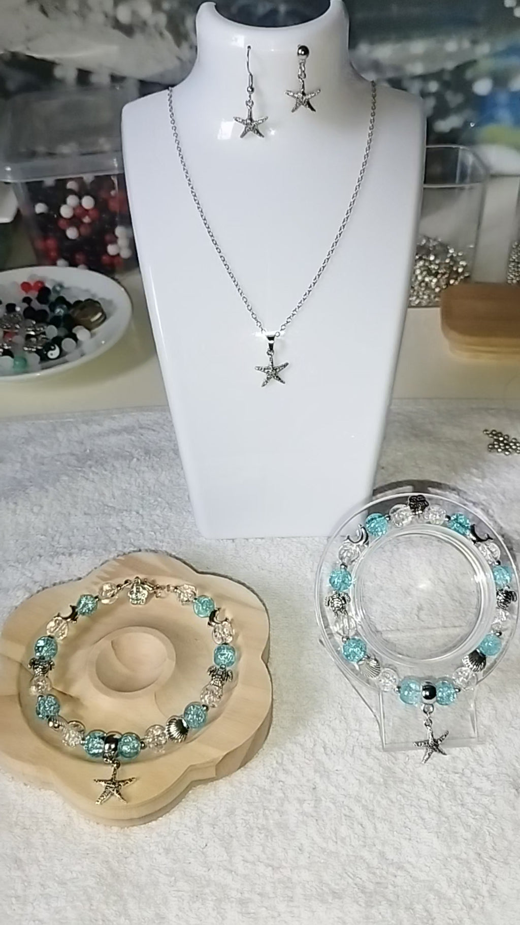 Liebevolle Handarbeit "Meeresbrise" Design Schmuck Set