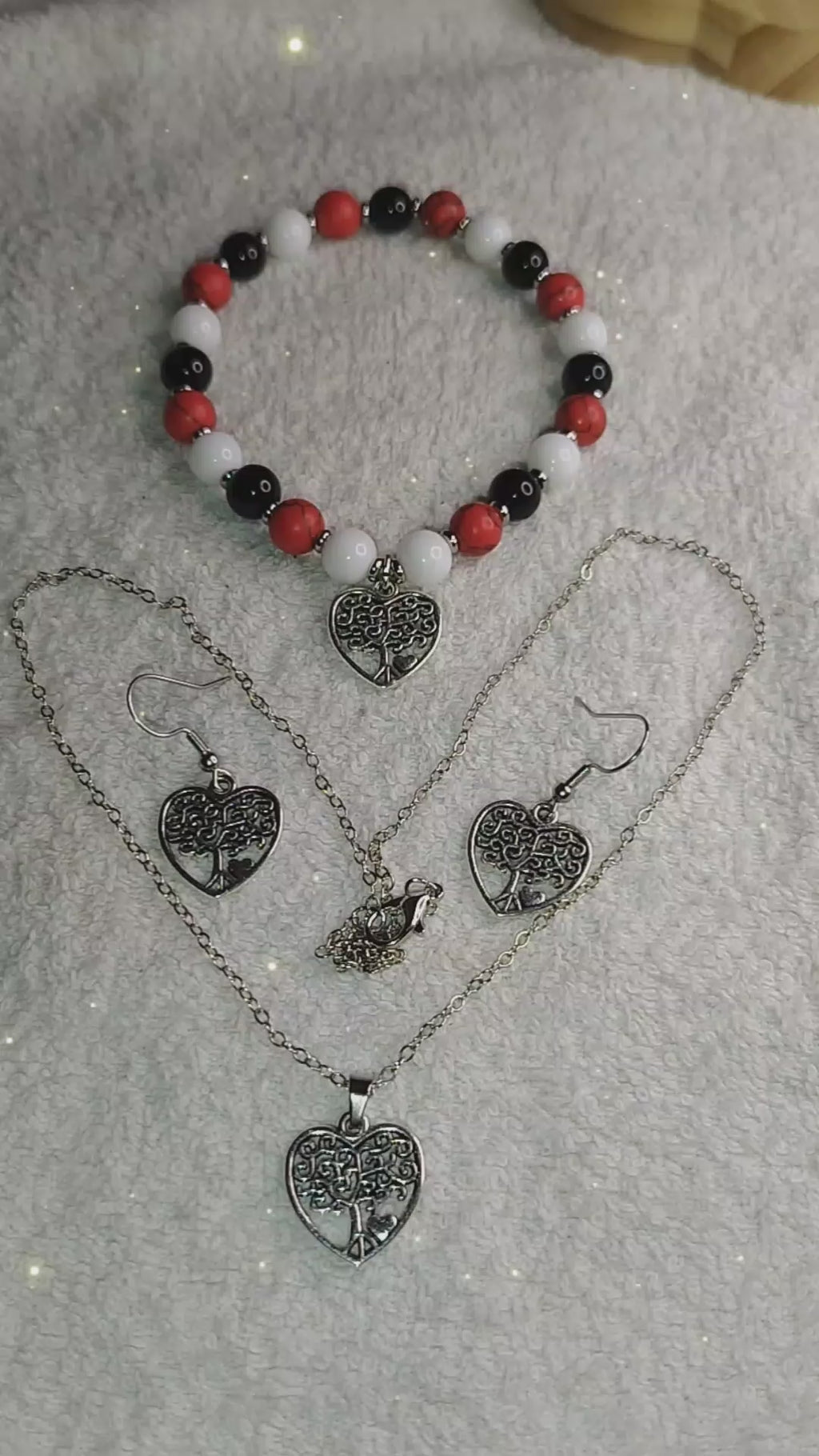 Naturzauber Schmuckset: Lebensbaum & Edelsteinperlen